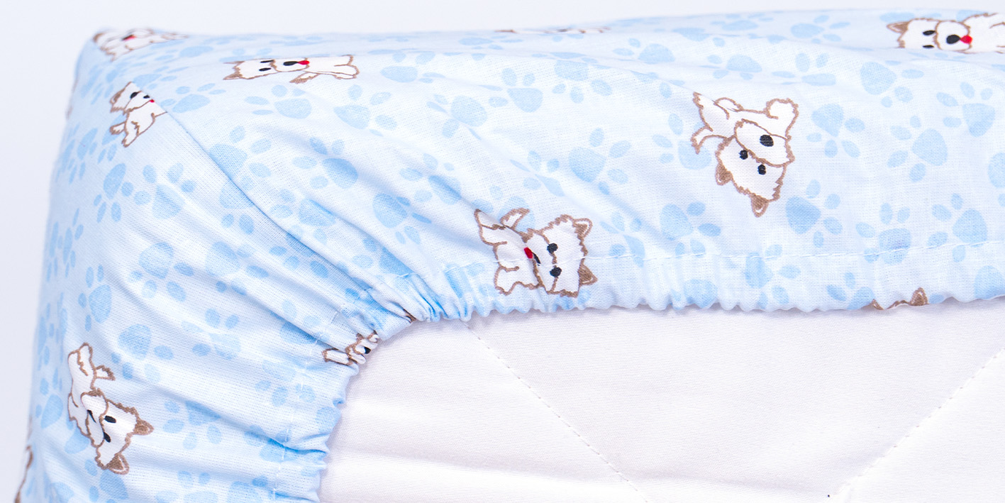 prześcieradło 80x160 łapki niebieskie z gumką